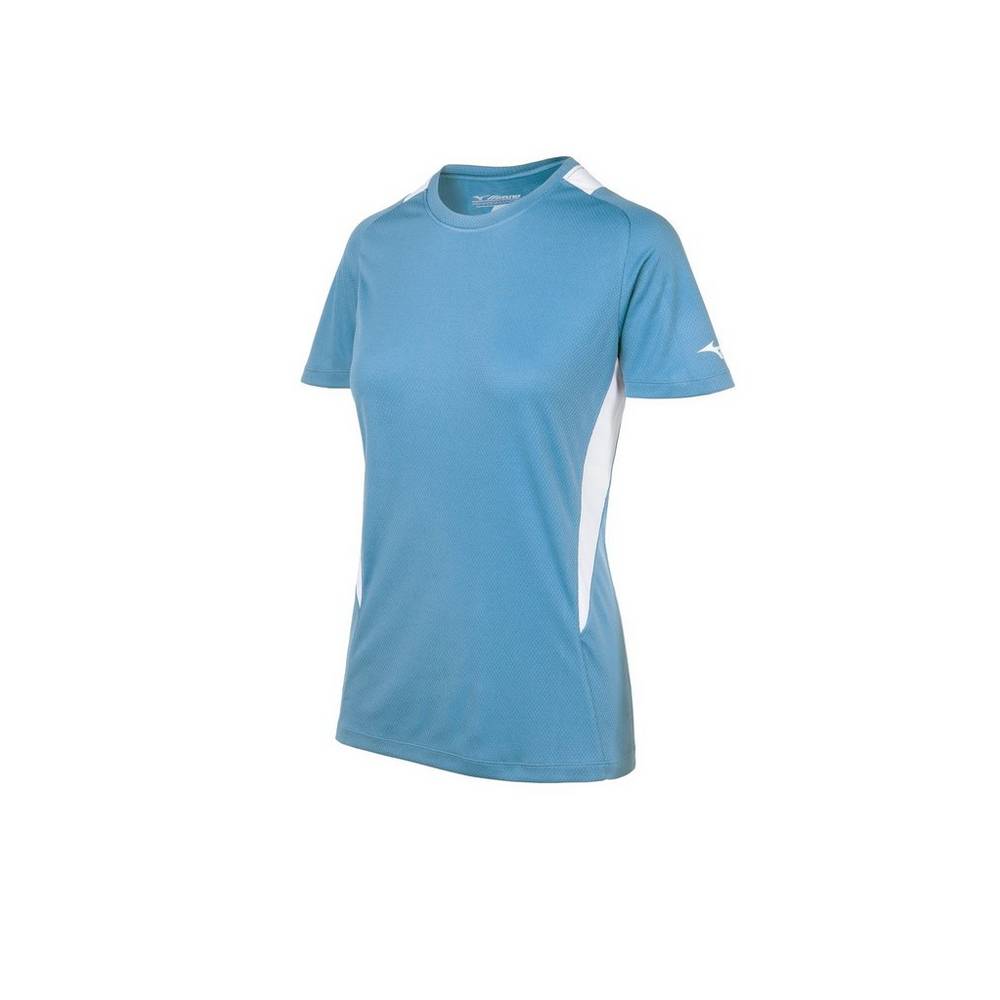 Jerseys Mizuno Crew Neck Mujer Azules Claro/Blancas Comprar MQNA-72519